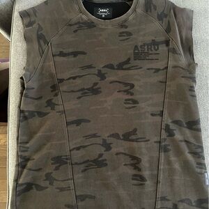 ASRV Camo cutoff sleeve gym shirt